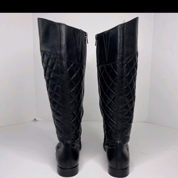 Black Quilted Leather Knee-High Boots - Picture 3 of 8